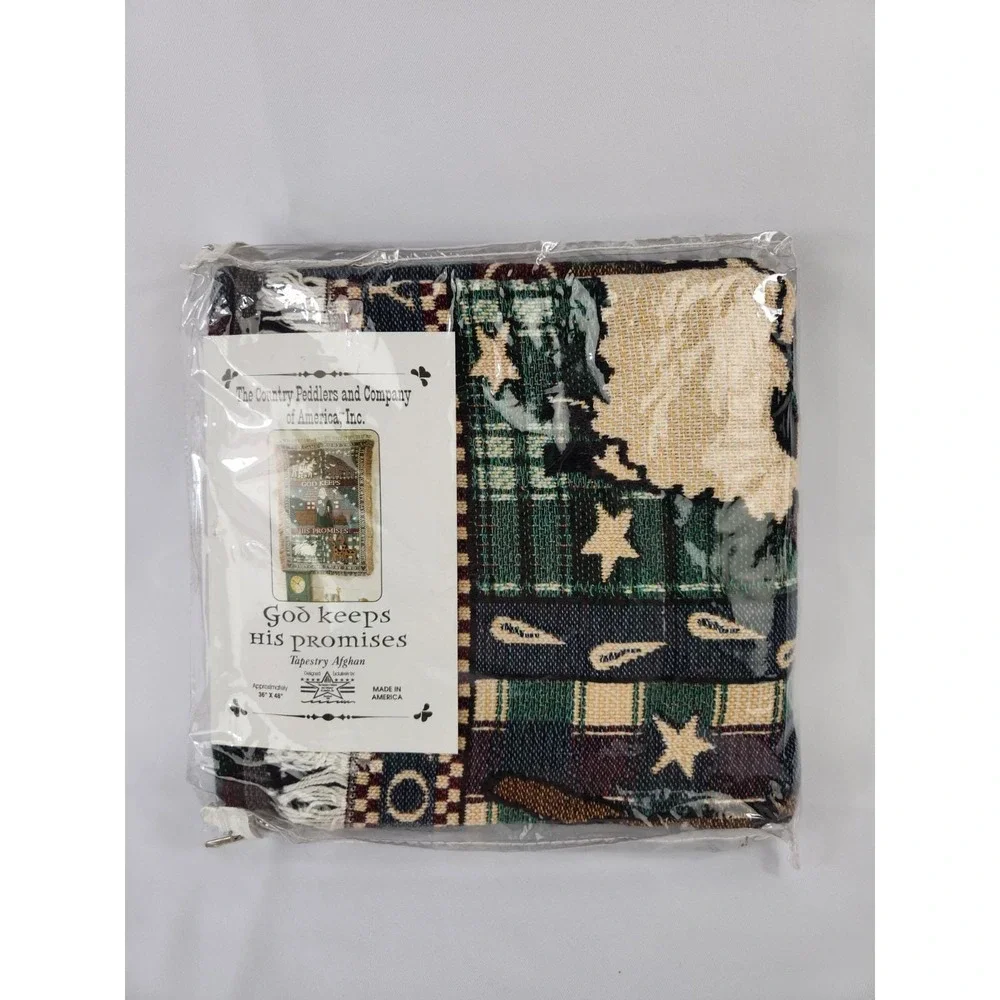 NEW Vintage Noahs Ark God Keeps His Promises Tapestry Fringe Throw Blanket Bible
